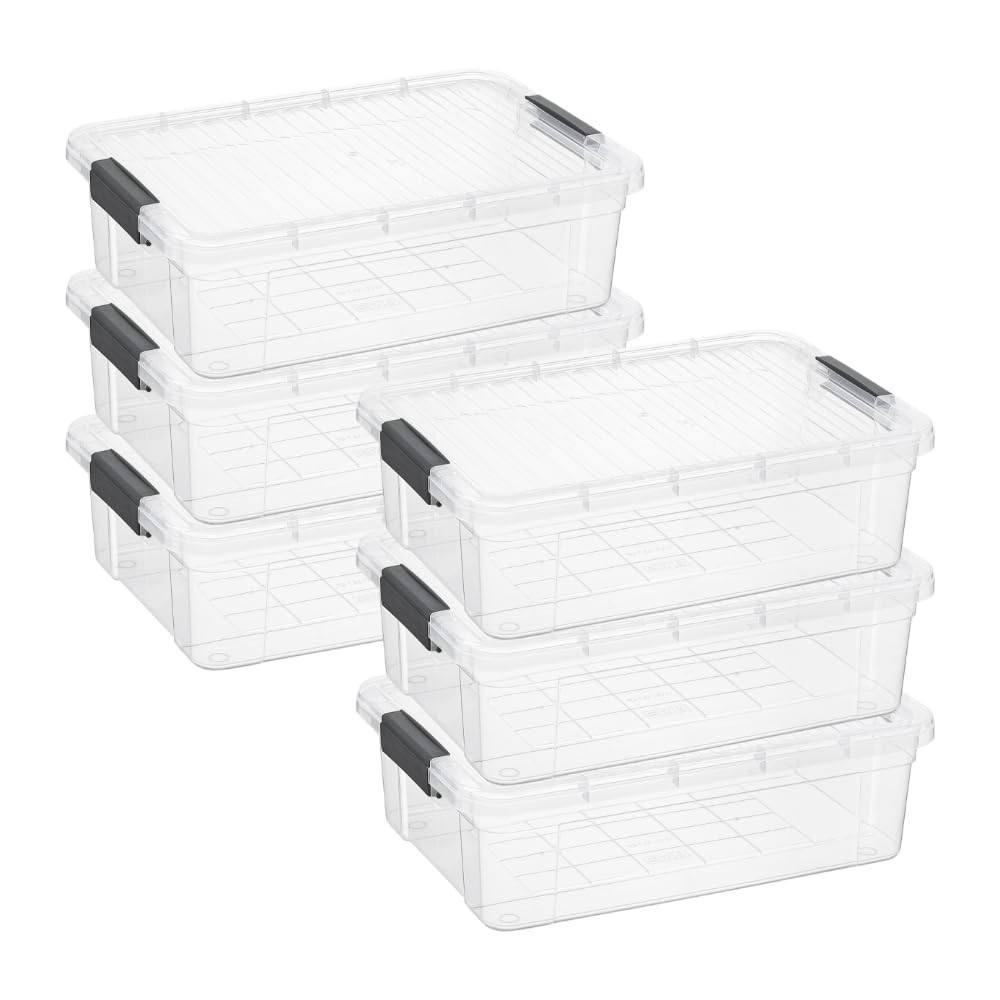 Superio Storage Bins with Lids, Clear Plastic Containers for Organizing, Stackable Totes, BPA Free