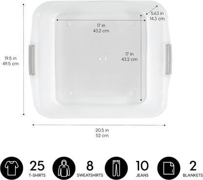 IRIS USA 3-Pack, 33 Qt. Under Bed Storage Bin with Lids, Clear