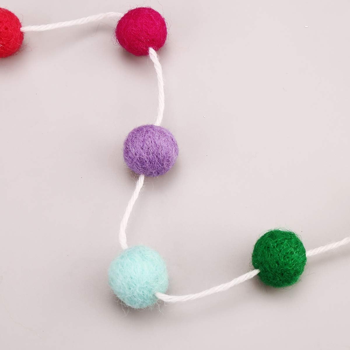 36PC 9.8 Feet Felt Wool Balls Garland 4/5 Inch Hanging String Kit for Christmas Tree Garland Holiday Decoration Birthday Wedding Baby Shower Party Wall Decorations