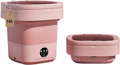 Portable Washing Machine, Mini Washer,16L Upgraded Large Capacity Foldable Washer.Deep Cleaning of Underwear, Baby Clothes and Other Small Clothes.Suitable for Apartments, Dormitories, Hotels.(Pink)