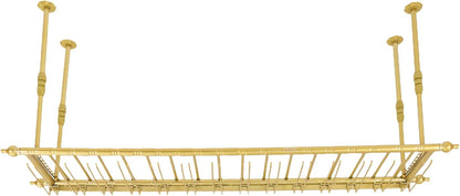 Hanging Wine Rack 59" Wall Mounted Wine Glass Rack Ceiling Adjustable Hanging Bar Glass Holder Shelves for Kitchen Bar Restaurants Industrial Iron Storage Shelf