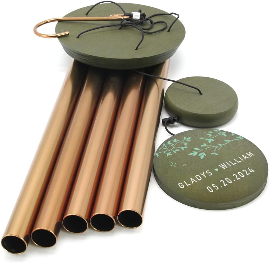 ASTARIN Personalized 20th 50th Anniversary Wind Chime, Happy Anniversary Wedding Valentine's Day Gift for Wife Husband Men Women Sister, Golden Keepsake Decorations for Parents Couples