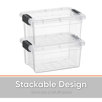 Superio Clear Storage Box with Lid, 3.5 Quart Plastic Container Bins for Organizing, Stackable