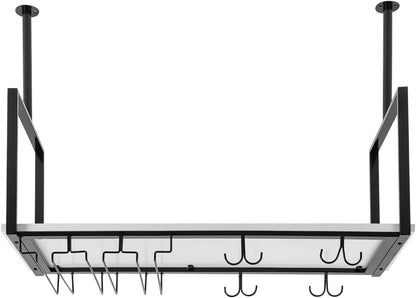 Hanging Wine Rack with Glass Holder and Shelf Metal Ceiling Bar Wine Glass Rack Industrial Wall Mounted Floating Shelve Perfect for Bar Cafe Kitchen Restaurant