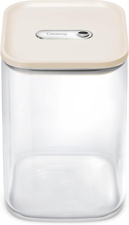 Caraway 4qt Glass Airtight Food Storage Container with Lid – Non-Toxic, BPA-Free Kitchen Storage Container – Stackable, Space-Saving Airtight Container for Dry Goods and More - Cream
