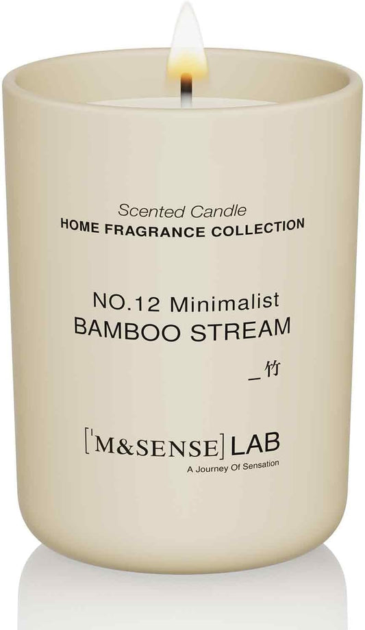 M&SENSE Natural Soy Candle| Bamboo Stream | 8.82 oz, 50H Burn | Minimalist Scented Candle for