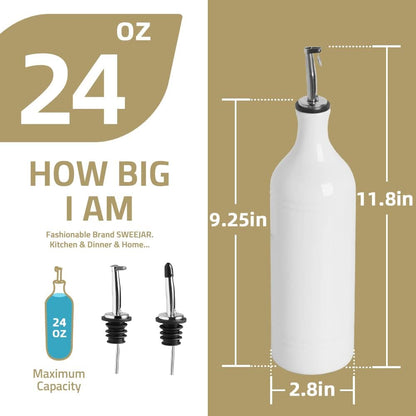 Sweejar Large Ceramic Olive Oil Dispenser Bottle, Opaque Oil Cruet Protects Oil to Reduce Oxidation, Suitable for Storage Oil, Vinegar, Soy Sauce & Other Liquids, Pack of 1, 24 Fl Oz (Yellow)