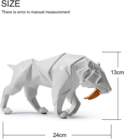 HAUCOZE Dinosaur Statue Arts Animal Figurine Modern Decor Leopard Sculpture Polyresin White 9.8inch