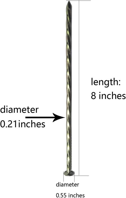Camping Stakes Tent Pegs 9 Pack 8" Galvanized Non-Rust Metal Edging Spike, Garden Spiral Landscape Piles/Anchors for Paver Edging, Turf Stakes, House Construction, Carpentry Nail, Tent Stakes