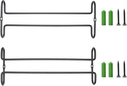 10 Inch Wine Glass Rack Under Cabinet Shelf Stemware Storage Hanging Hanger Organizer Glasses Holder with Drying Under Counter Metal for Kitchen and Bar Set of 2 Black