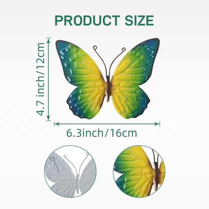 Metal Butterfly Wall Decor Art, 4 Pack Colorful Metal Butterflies Outdoor Wall Art, Hand Painted Outdoor Wall Decor for Garden, Yard, Fence, Patio, Living Room, Bedroom Decoration
