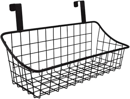 LeleCAT Basket with hook Grid Storage Basket, Hang it behind a door or on a railing, Over the Cabinet Door, Small, BLack,1 Pack