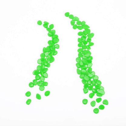 Glow Pebbles Green, 300 pcs Green Glowing Rocks for Outdoor Decor, Garden Lawn Yard, Aquarium, Walkway, Fish Tank, Pathway, Luminous Pebbles Powered by Light or Solar-Recharge Repeatedly