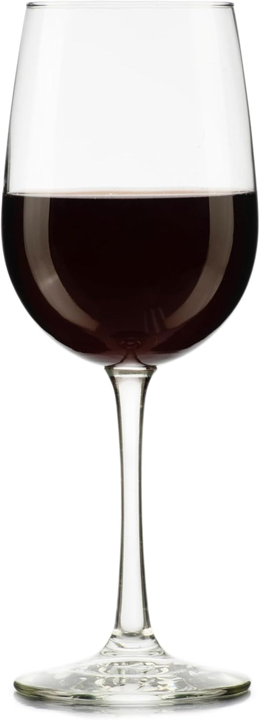 Libbey Vina Tall Wine Glasses Set, All Purpose Red and White Wine Glasses Set of 12, Professional