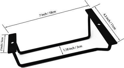 7 Inch Black Wine Glass Rack, Under Cabinet Wine Glass Holder, Wine Glass Hangers Under Shelf, Stemware Rack, Hanging Stemware Holder for Cabinet Kitchen Bar, Set of 4