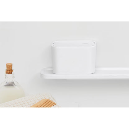 Brabantia MindSet Bathroom Small Trash Caddy (White) Hygienic Basin Top Storage Can with Swing Lid