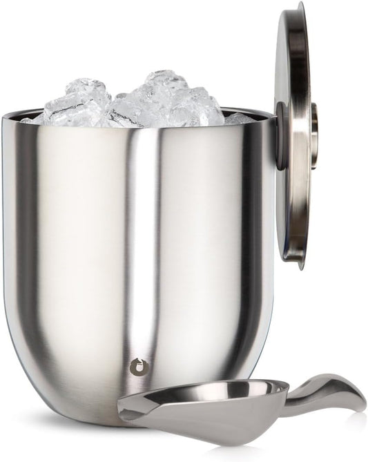 SNOWFOX Plus, Premium Vacuum Insulated Stainless Steel Ice Bucket with Lid/Scoop, Home Bar