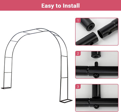 Garden Arch Trellis for Climbing Plants, 9.8'x7.2' Outdoor Arch Trellis, Metal Arbor Arches for Indoor Garden Ceremony Baby Shower Party Decoration Black
