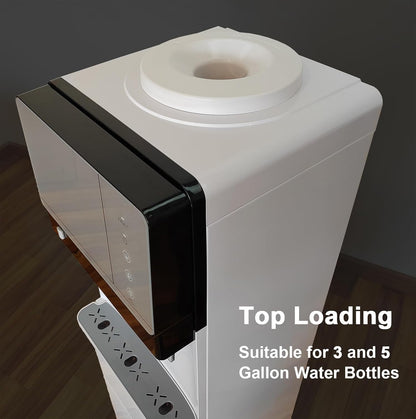 IKT 3 in 1 Water Cooler Dispenser with Ice Maker for 5 Gallon Bottle 27 lbs in 24 hrs 3 Temperature Night Light Perfect for Home Office White