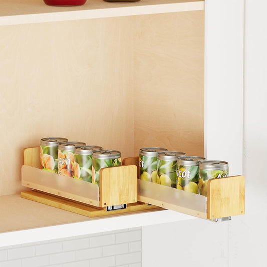 SpaceAid Bamboo Pull Out Spice Rack Organizer for Cabinet, Heavy Duty Slide Out Seasoning Kitchen Pantry Sliding Vertical Organization, 7.3" Wide, 2 Drawers(3" Wide), 1-Tier, Natural
