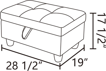 Ottoman Rectangular Storage Ottoman Bench, Flannel Footrest Stool Footstool with Lid for Living Room, Bedroom, Entryway, Brown, 28.5"x19"x17.5"