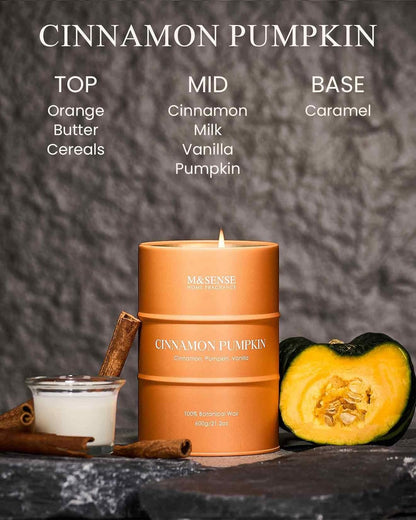 M&SENSE Cinnamon Pumpkin Scented Candles Large, Natural Soy Candles 21.2oz 120 Hour Slow Burning,Aromatherapy Candle for Stress Relief Meditation Relaxing