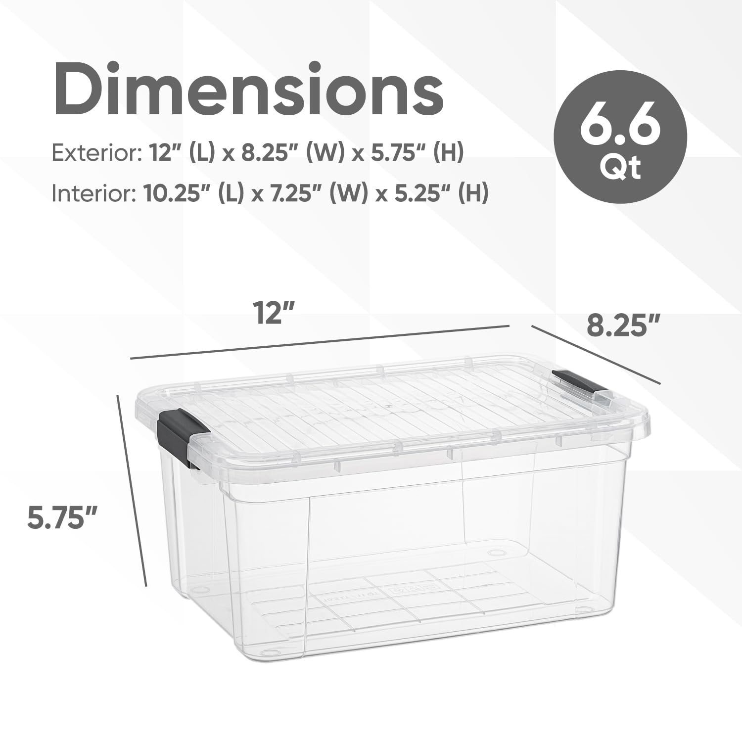 Superio Small Clear Storage Box with Lid, 6.6 Quart Plastic Container Bins for Organizing
