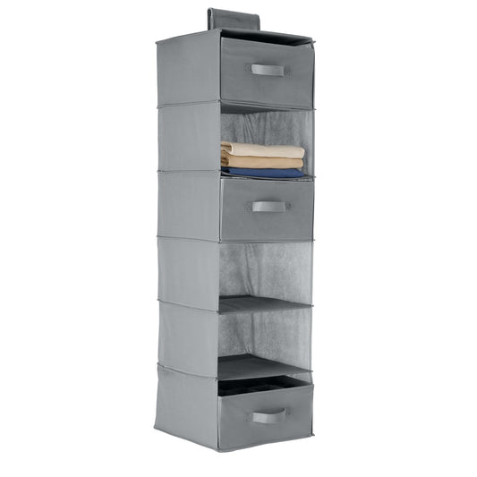 Amazon Basics 6-Tier Hanging Closet Organizer with Removable Drawers for Sweaters, 6.9"D x 13.6"W x