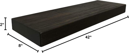 joelsantiques 36 Inch Wooden Floating Shelves for Wall - 36x8x2 in - Made of Natural Wood - Heavy Duty Rustic Wall Shelves - Made in USA - Perfect for Living Room, Kitchen - Mocha