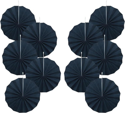 Black Party Decorations,Halloween Decor Events Accessories,Black Birthday Decorations,Anniversary Decorations for Party,Birthday Decorations for Men 8in Hanging Paper Fans 30 Color DIY Set(Black)