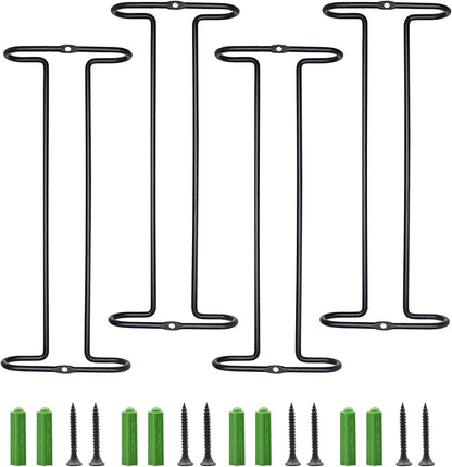 10 Inch Wine Glass Rack Under Cabinet Shelf Stemware Storage Hanging Hanger Organizer Glasses Holder with Drying Under Counter Metal for Kitchen and Bar Set of 4 Black