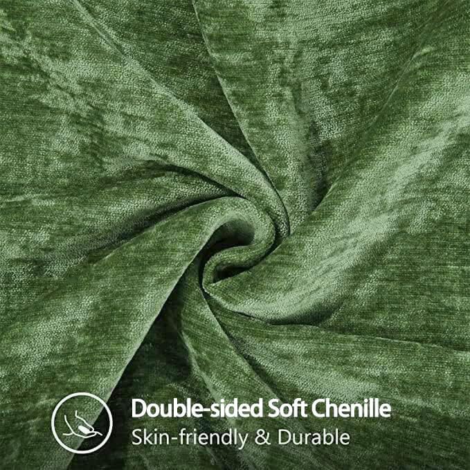 decorUhome Fall Chenille Soft Throw Pillow Covers 22x22 Set of 2, Farmhouse Velvet Neutral Decorative Euro Pillow Covers with Stitched Edge for Couch Sofa Bed Home Decor, Forest Elf