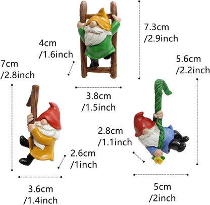 3 PCS Climbing Gnomes Tree Faces Decor Outdoor for Yard, Gnomes Statue, Outdoor Fairy Garden Resin Crafts, Flower Pot Landscape Dwarf, Micro Landscape Pendant Ornaments (3 PCS)