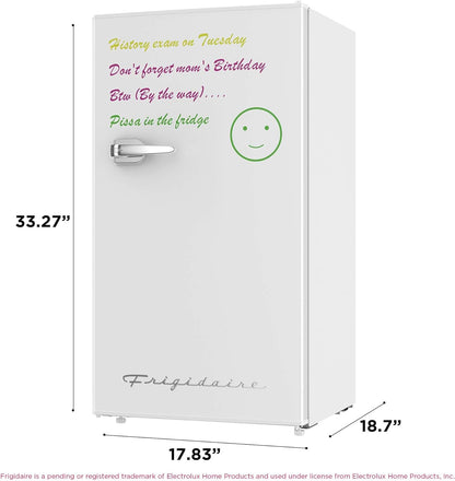 Frigidaire EFR331-WHITE 3.2 Cu ft Eraser Board Mini Compact Dorm Fridge (White)