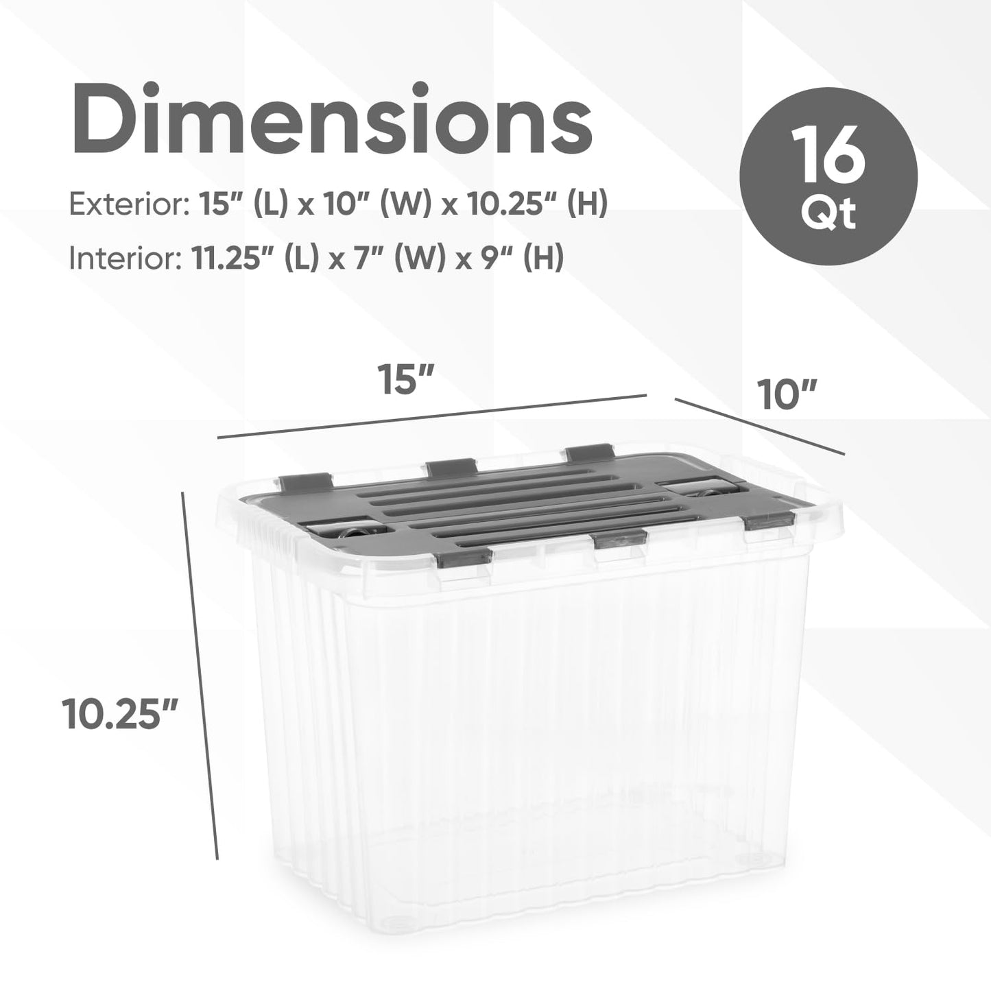 Superio Storage Bins with Lids, Clear Plastic Containers for Organizing, Stackable Totes, BPA Free
