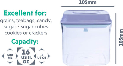 BopTop (1pc - 500ml) Airtight Food Storage Container – Mechanical Silicone Seal Canister - BPA-Free - 0.5Qt