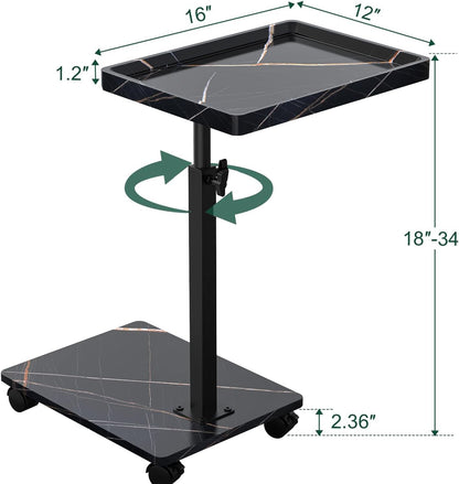 C Table End Table Adjustable Height, 360°Swivel TV Tray Table for Small Spaces, Couch Tables That Slide Under, C Shaped Side Tables Living Room and Bedroom for Sofa, Bed,Chair, Snack (Black)