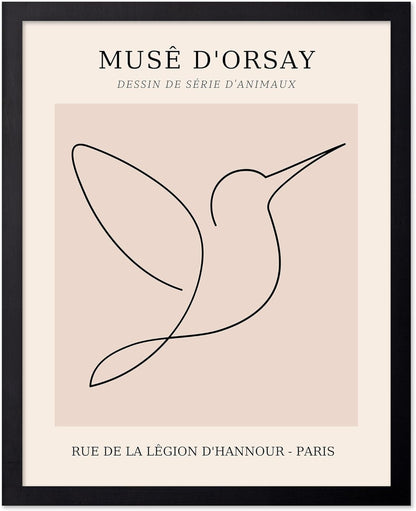 Poster Master Vintage Poster - Retro One Line Hummingbird Drawing Print - Bird Line Art - Minimal Gift for Him, Her, Animal Lover - Abstract Decor for Home, Office - 8x10 UNFRAMED Wall Art