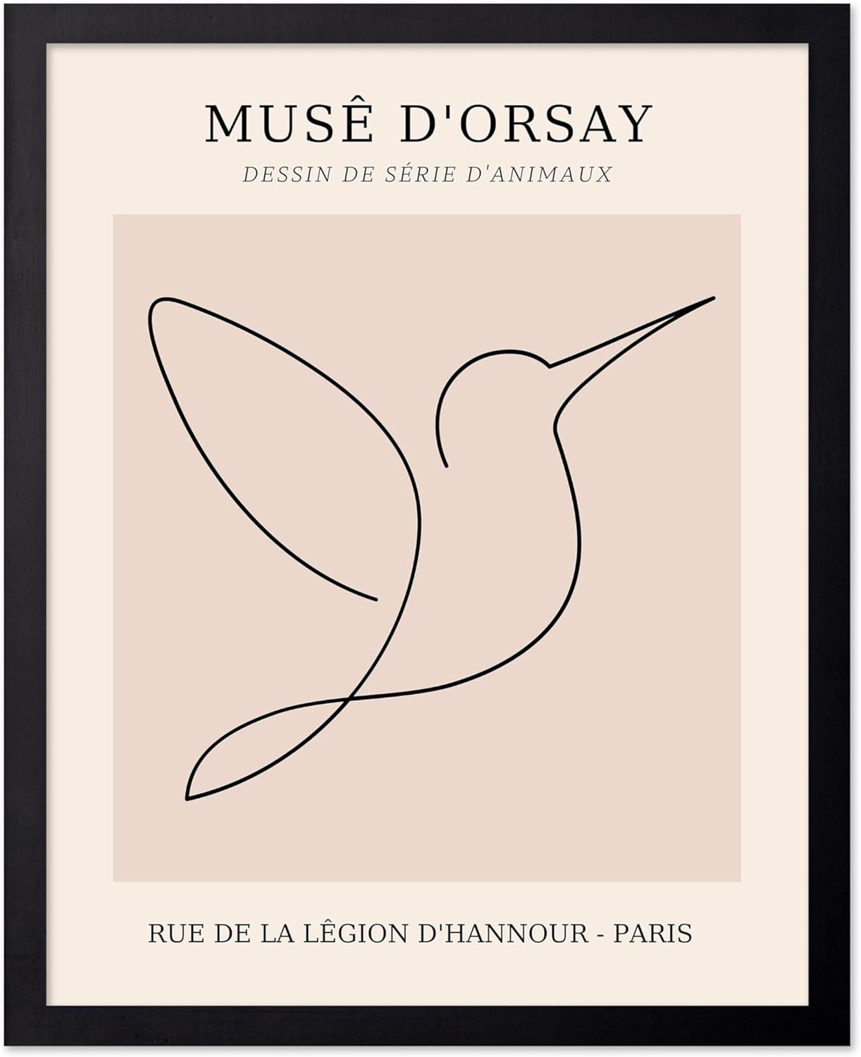 Poster Master Vintage Poster - Retro One Line Hummingbird Drawing Print - Bird Line Art - Minimal Gift for Him, Her, Animal Lover - Abstract Decor for Home, Office, 18x24 Unframed Wall Art