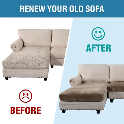 H.VERSAILTEX Velvet Stretch Sectional Couch Covers 4 Pieces Sofa Seat Cushion Covers L Shape Separate Couch Cover for Both Left/Right Sectional Couch (Large Sofa 3 Seater + 1 Chaise, Mocha)