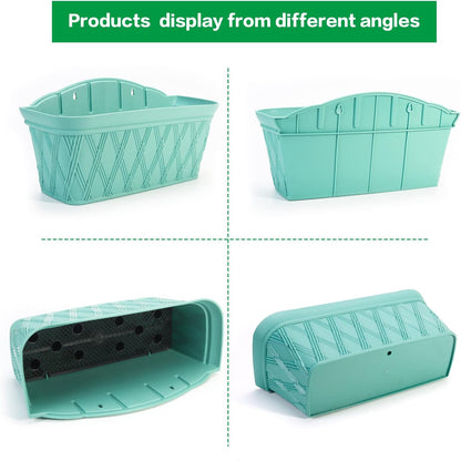 Sungmor 3 Pack Wall Hanging Planters, 16.5 Inch Railing Fence Hanging Flower Pots, Thickened Plastic Water Storage Plant Pot, Indoor Outdoor Garden Balcony Decor, Light Green Large Plant Basket