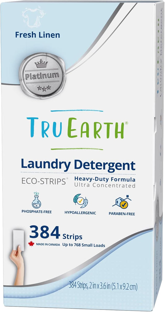 Tru Earth Platinum - Heavy Duty Laundry Detergent Sheets - Up to 768 Loads (384 Count, Fresh Linen