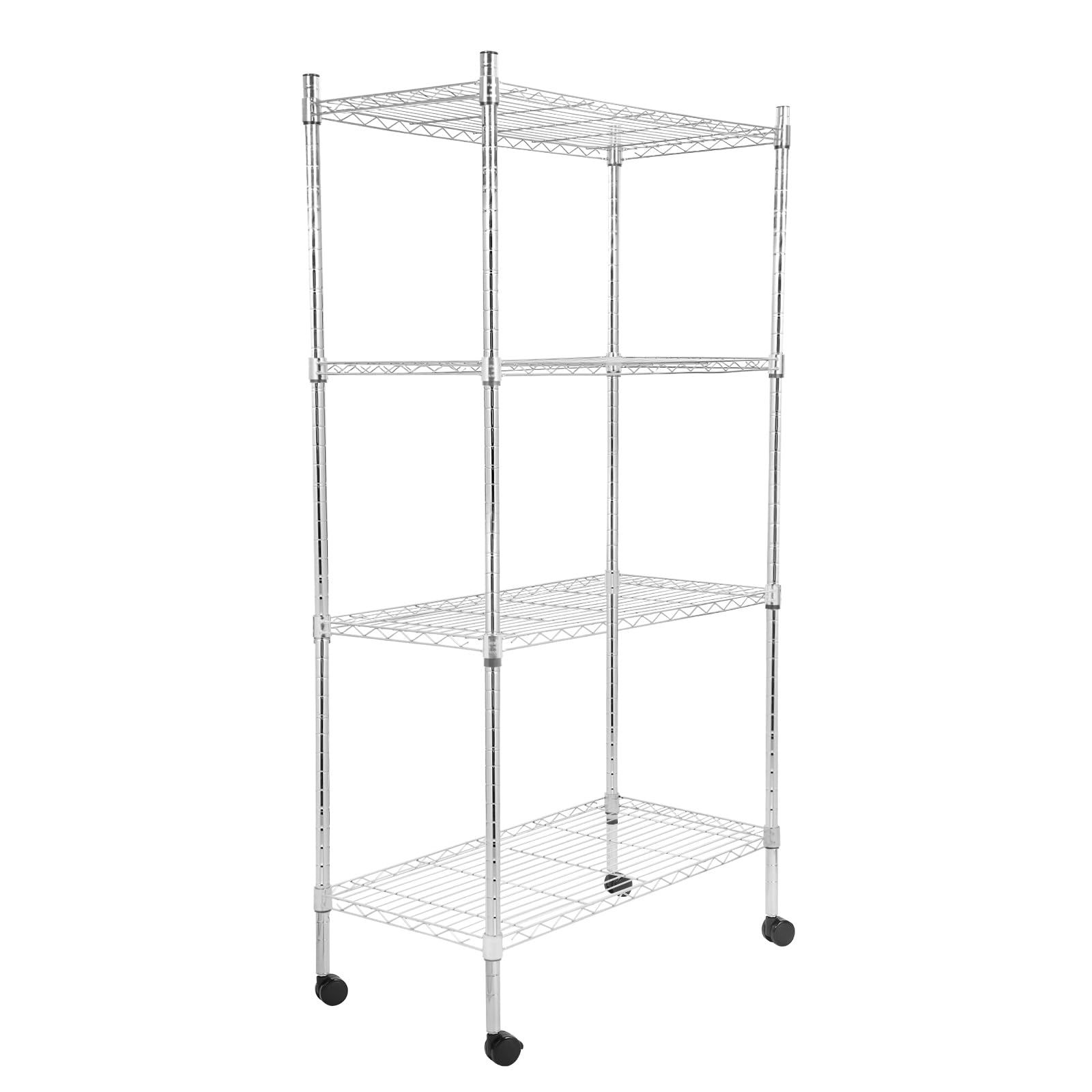 Whitmor 4 Tier Storage Shelves, Heavy Duty with Wheels, Adjustable Steel Organizer Wire Rack, 400