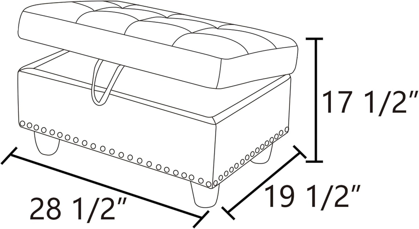 Ottoman Rectangular Storage Ottoman Bench, Footrest Stool Footstool with Lid for Living Room, Bedroom, Entryway, Brown, 28.5"x19.5"x17.5"
