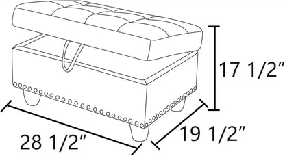 Ottoman Rectangular Storage Ottoman Bench, Footrest Stool Footstool with Lid for Living Room, Bedroom, Entryway, Brown, 28.5"x19.5"x17.5"