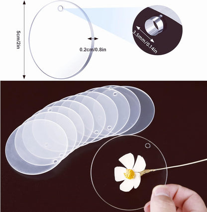 100 Pcs Round Acrylic Keychain Blanks 2Inch Circle Blanks with Hole,Clear Acrylic Discs Circles Bulk for Keychains Ornament Painting and Vinyl Crafts Projects