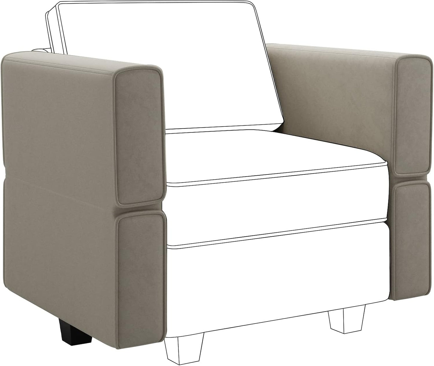 Belffin Modular Sofa Armrest Backrest Module for Modular Sectional Sofa Couch Side Armrest, Backrest Velvet Grey