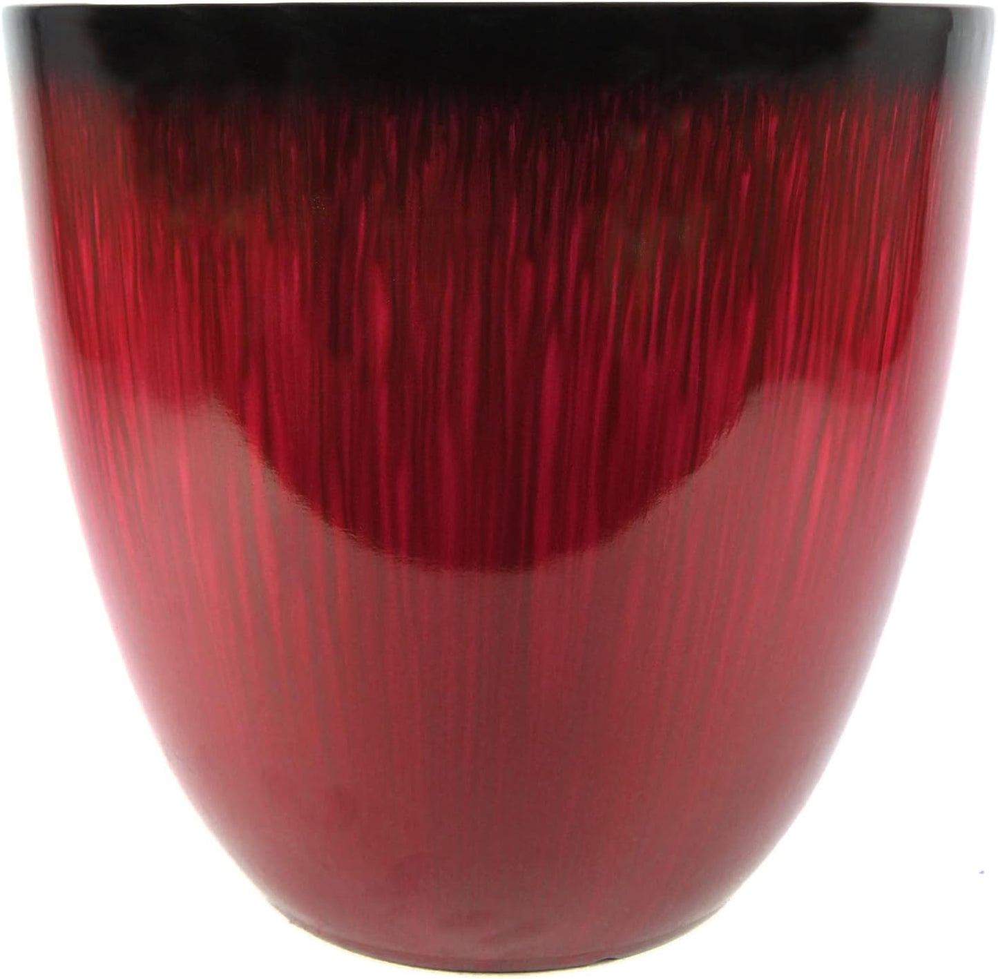 (EPR18-105 Large Egg Shaped Planter - Modern Indoor & Outdoor Decorative Flower Pot/Box (18 Inch, Red Flower)