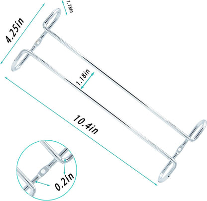 10 Inch Wine Glass Rack Under Cabinet Shelf Stemware Storage Hanging Hanger Organizer Glasses Holder with Drying Under Counter Metal for Kitchen and Bar Set of 2 Silver