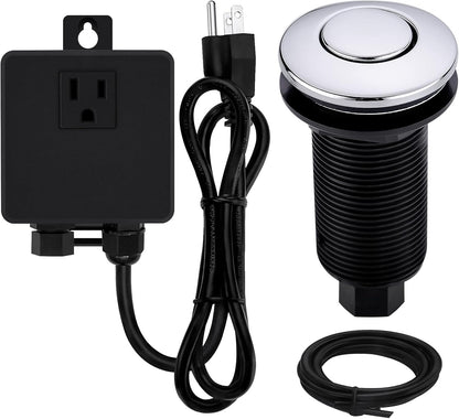 Garbage Disposal SinkTop Air Switch Kit with Long Button,Brass Made Cover,Chrome